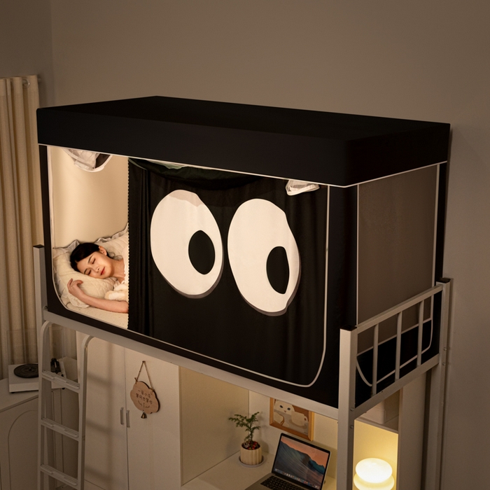 91家纺网 家纺一手货源 找家纺 博诺 2024新款99%加厚涂银层遮光卡通学生蚊帐 大眼睛