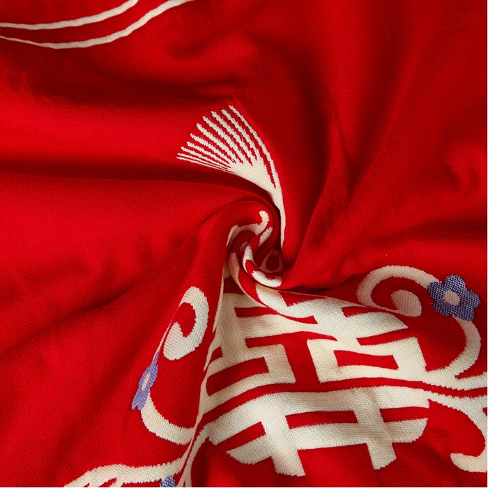 91家纺网 家纺一手货源 找家纺 朴尔家纺-毛巾被 2024年婚庆系列大红四层纱布枕巾 喜气洋洋 52*78/对