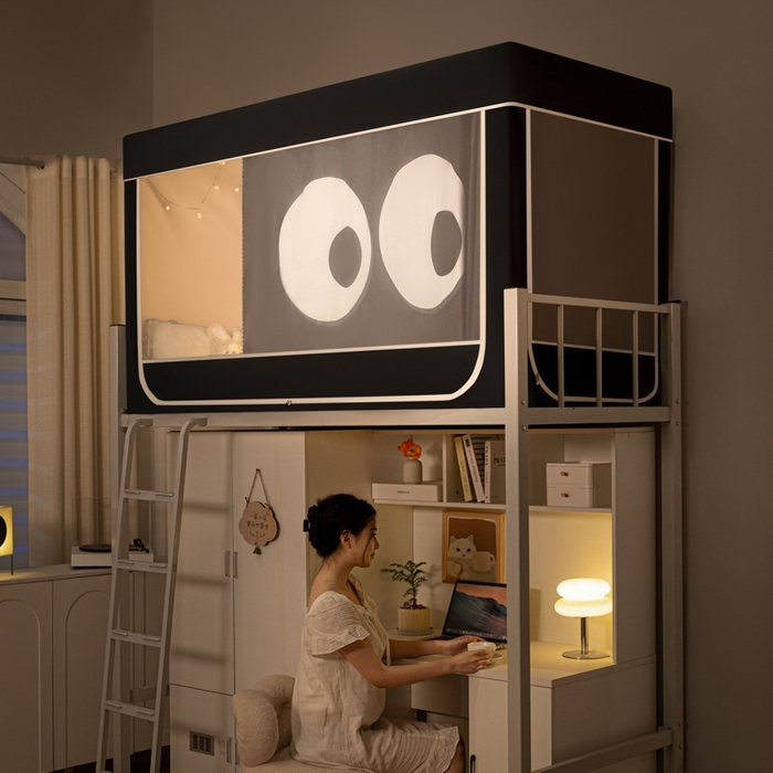 91家纺网 家纺一手货源 找家纺 博诺 2024新款99%加厚涂银层遮光卡通学生蚊帐 大眼睛