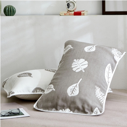 91家纺网 家纺一手货源 找家纺 （总）朴尔2024新款六层纱布全棉循环小花型枕巾50*80cm一对