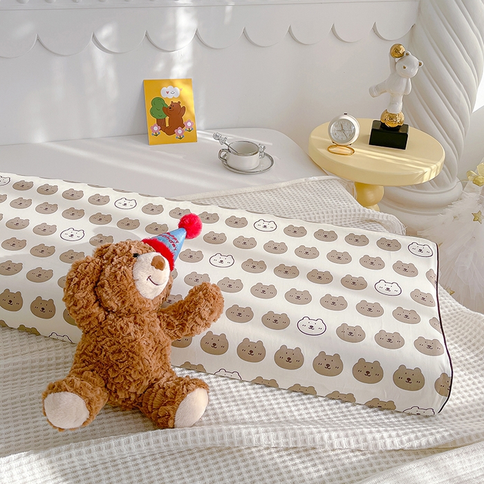 91家纺网 家纺一手货源 找家纺 良佐生活 2024新款全棉贡缎双人乳胶枕枕套 口袋熊