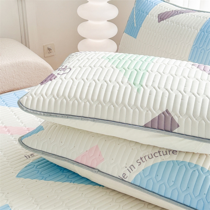 91家纺网 家纺一手货源 找家纺 凌云家纺 2025新款A类凉感丝乳胶枕套 几何派对