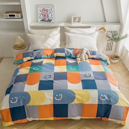 91家纺网 家纺一手货源 找家纺 金泰莱 2025新款全棉被套全棉斜纹印花被套纯棉被套单被套 多彩微笑