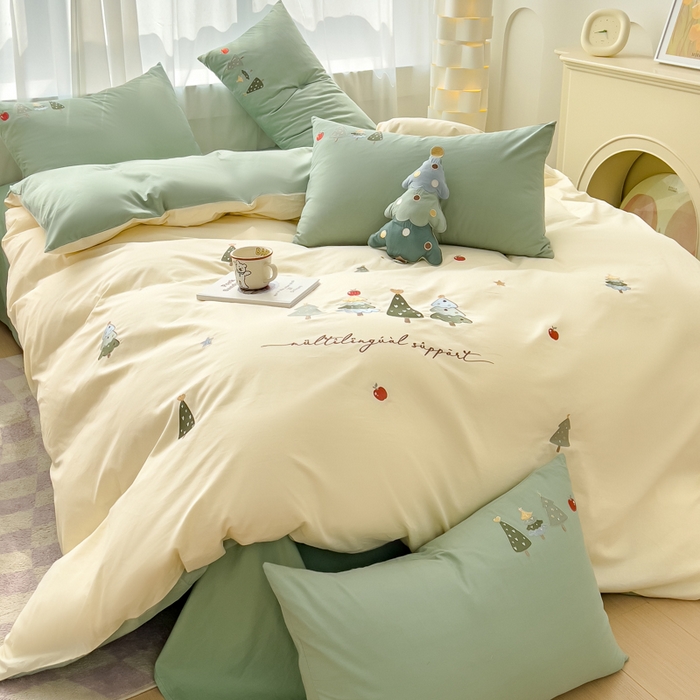 91家纺网 家纺一手货源 找家纺 （总）亲亲公主 2025新款全棉卡通绣花四件套系列-幸运树