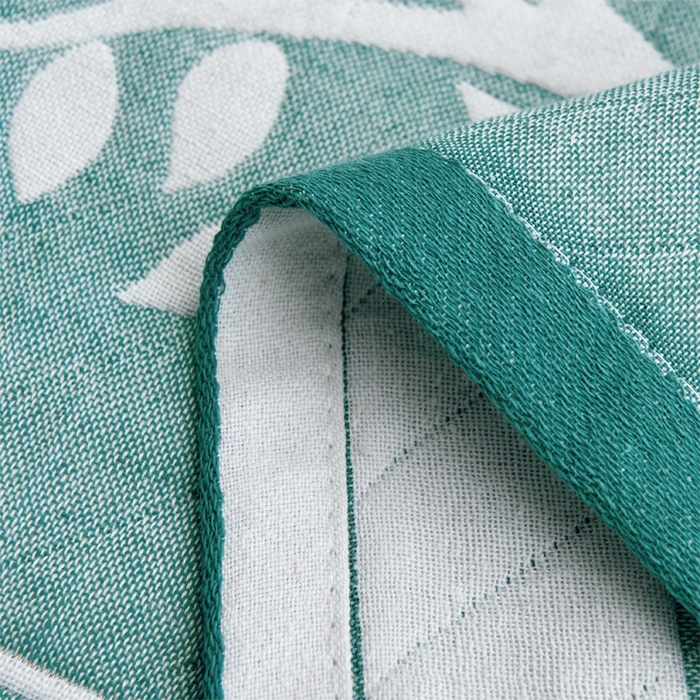 91家纺网 家纺一手货源 找家纺 朴尔家纺 2024新款混纺三层纱布枕巾 幸运树-深绿 52*78/对