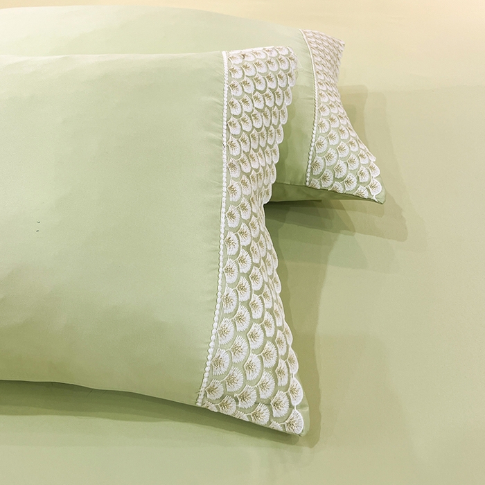 91家纺网 家纺一手货源 找家纺 艾米家居 2025水洗真丝鱼鳞边艾琳系列 艾琳水绿