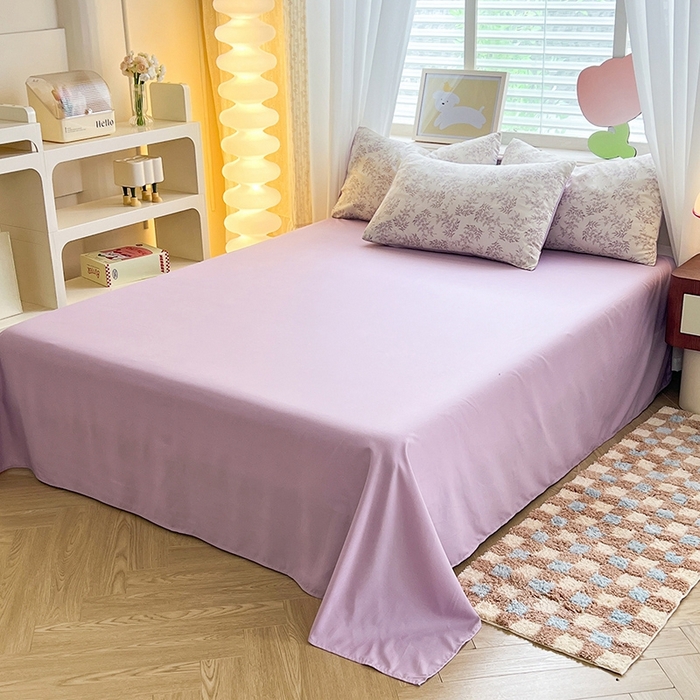 91家纺网 家纺一手货源 找家纺 妖妖家纺 2024新款超柔软糯水洗云朵棉印花四季款四件套 紫烨