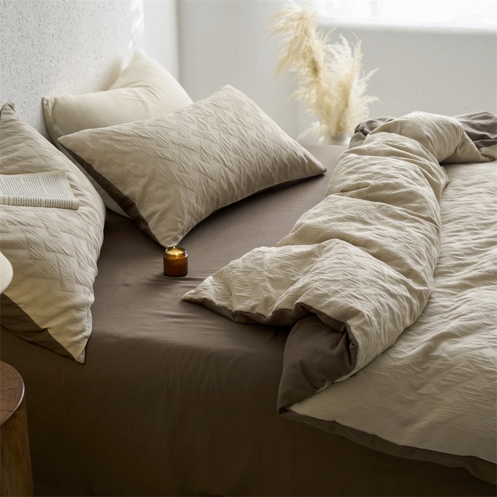 91家纺网 家纺一手货源 找家纺 梦享生活家居 2024新款提花四件套-侘寂风-布洛克米咖