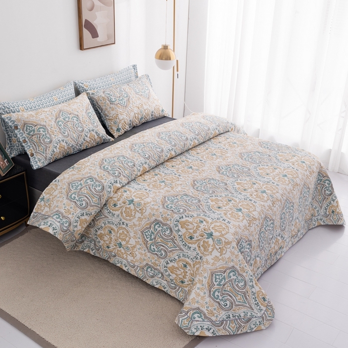 91家纺网 家纺一手货源 找家纺 优乐家纺 2025新款纯棉床盖三件套/单件 洛丽娜