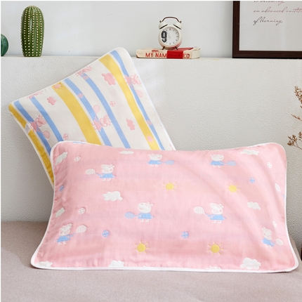 91家纺网 家纺一手货源 找家纺 （总）朴尔2024新款六层纱布全棉循环小花型枕巾50*80cm一对