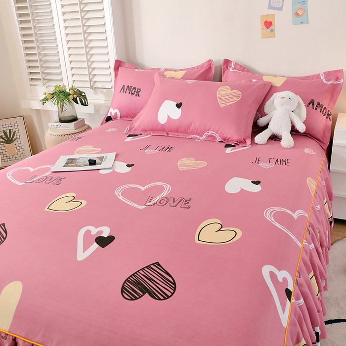 91家纺网 家纺一手货源 找家纺 艾橙 2024新款140克植物羊绒双边单床裙 元气心情