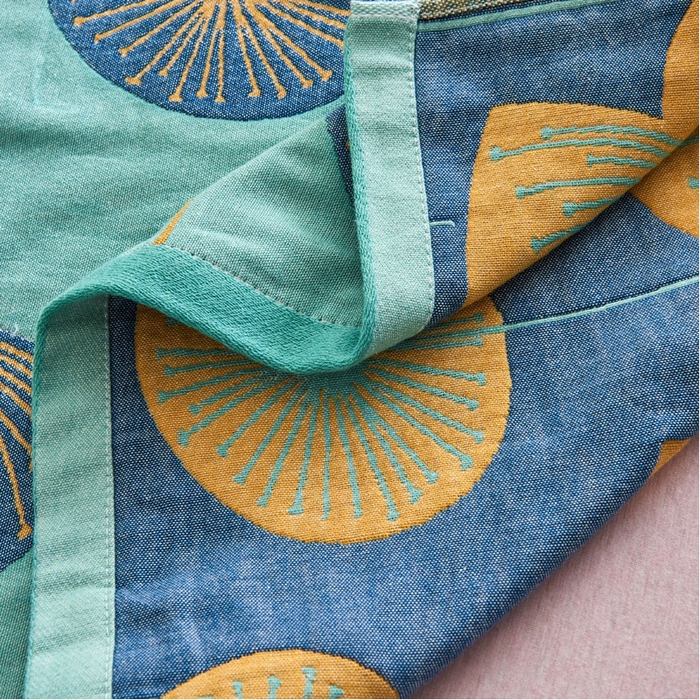 91家纺网 家纺一手货源 找家纺 朴尔毛巾被 2024年民族风彩棉系列四层纱布枕巾 梦幻蒲公英绿52*78cm/一对