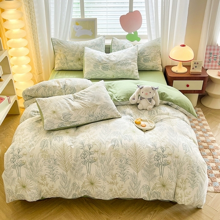 妖妖家纺 2024新款超柔软糯水洗云朵棉印花四季款四件套 热带雨林