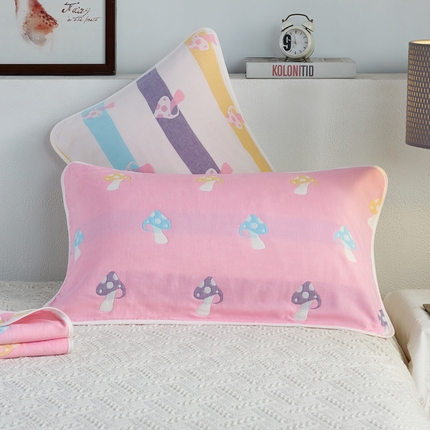 91家纺网 家纺一手货源 找家纺 （总）朴尔2024新款六层纱布全棉循环小花型枕巾50*80cm一对