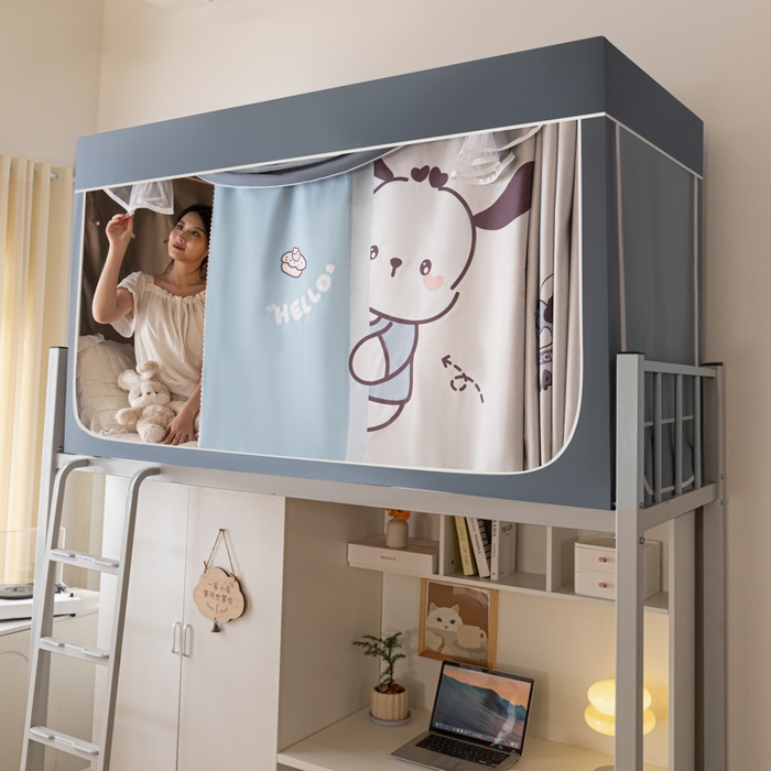 91家纺网 家纺一手货源 找家纺 博诺 2024新款99%加厚涂银层遮光卡通学生蚊帐 幸运狗