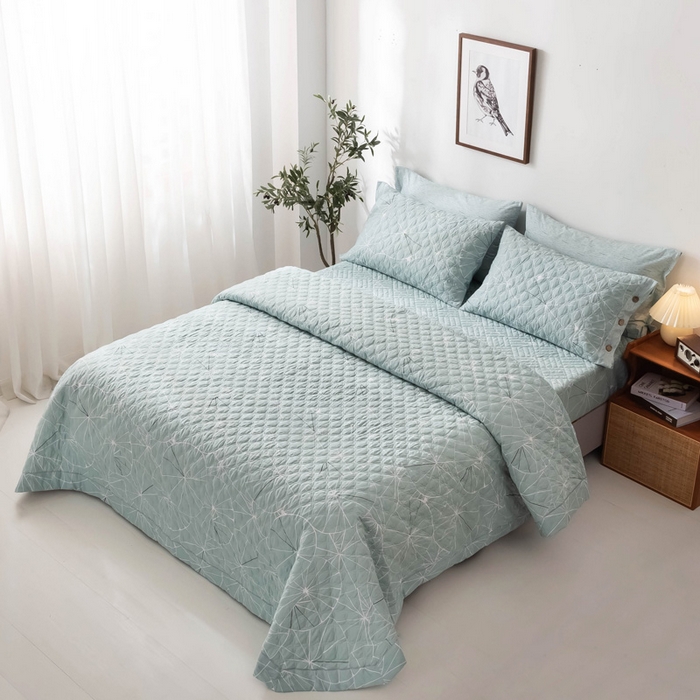 91家纺网 家纺一手货源 找家纺 优乐家纺 2025新款纯棉床盖三件套/单件 淑女格