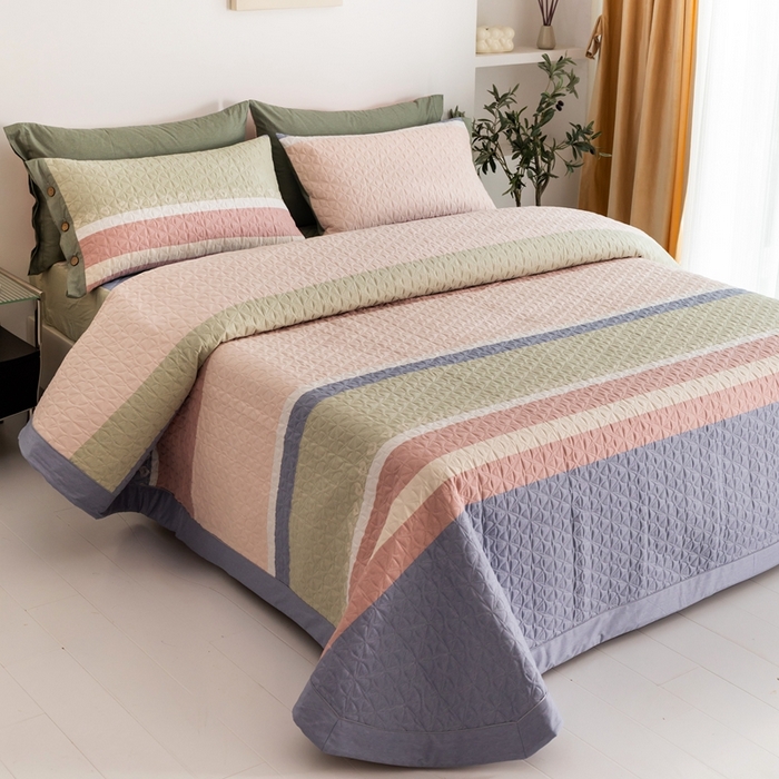 91家纺网 家纺一手货源 找家纺 优乐家纺 2025新款纯棉床盖三件套/单件 莫卡