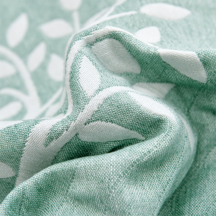 91家纺网 家纺一手货源 找家纺 朴尔家纺 2024新款混纺三层纱布枕巾 幸运树-浅绿 52*78/对