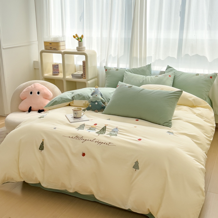 91家纺网 家纺一手货源 找家纺 （总）亲亲公主 2025新款全棉卡通绣花四件套系列-幸运树