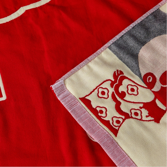 91家纺网 家纺一手货源 找家纺 朴尔家纺-毛巾被 2024年婚庆系列大红四层纱布枕巾 称心如意 52*78/对