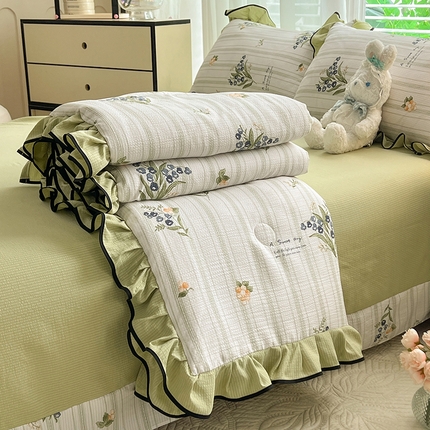 91家纺网 家纺一手货源 找家纺 （总）韩约 2024新款1有氧提花时尚花边款泡泡夏被棉四件套