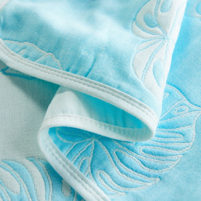 91家纺网 家纺一手货源 找家纺 朴尔2024新款六层纱布全棉循环小花型枕巾50*80cm一对 芭蕉情缘兰枕巾