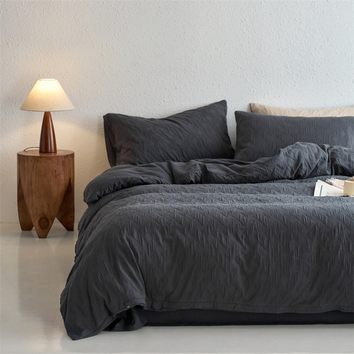 91家纺网 家纺一手货源 找家纺 梦享生活家居 2024新款提花四件套-侘寂风-布洛克灰