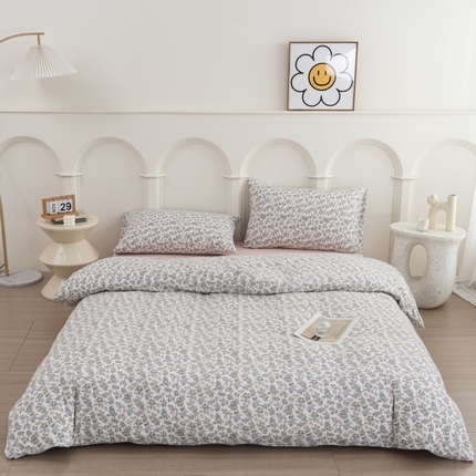 91家纺网 家纺一手货源 找家纺 恋尚羽家纺 2025新款A类母婴级印花全棉针织棉四件套 稻花