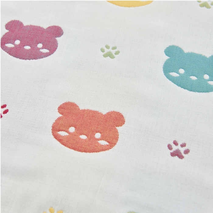 91家纺网 家纺一手货源 找家纺 朴尔2024新款六层纱布全棉循环小花型枕巾50*80cm一对 熊头