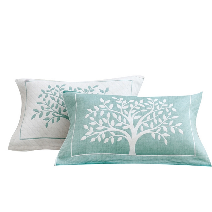 91家纺网 家纺一手货源 找家纺 朴尔家纺 2024新款混纺三层纱布枕巾 幸运树-深绿 52*78/对