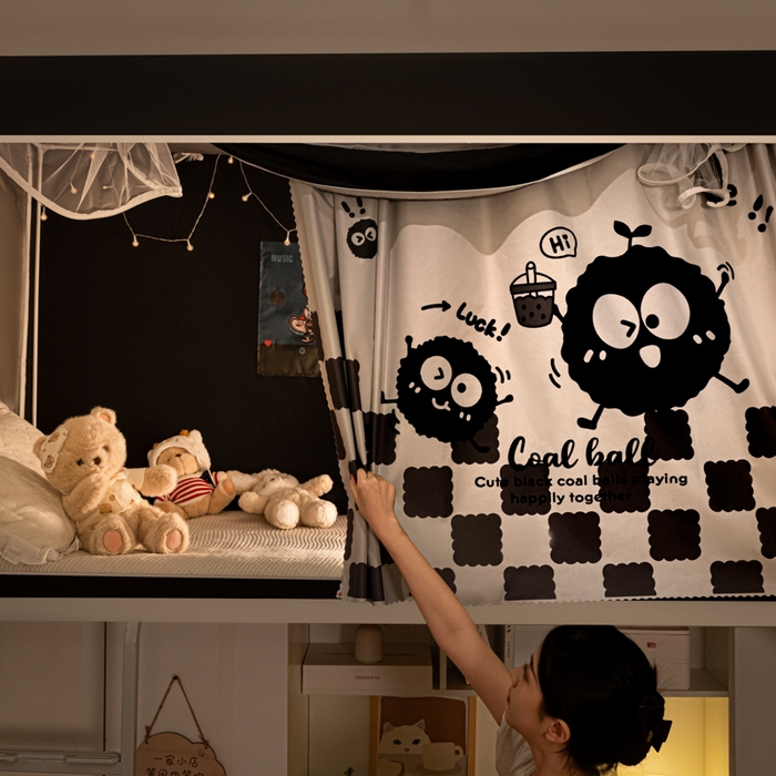 91家纺网 家纺一手货源 找家纺 博诺 2024新款99%加厚涂银层遮光卡通学生蚊帐 小煤球