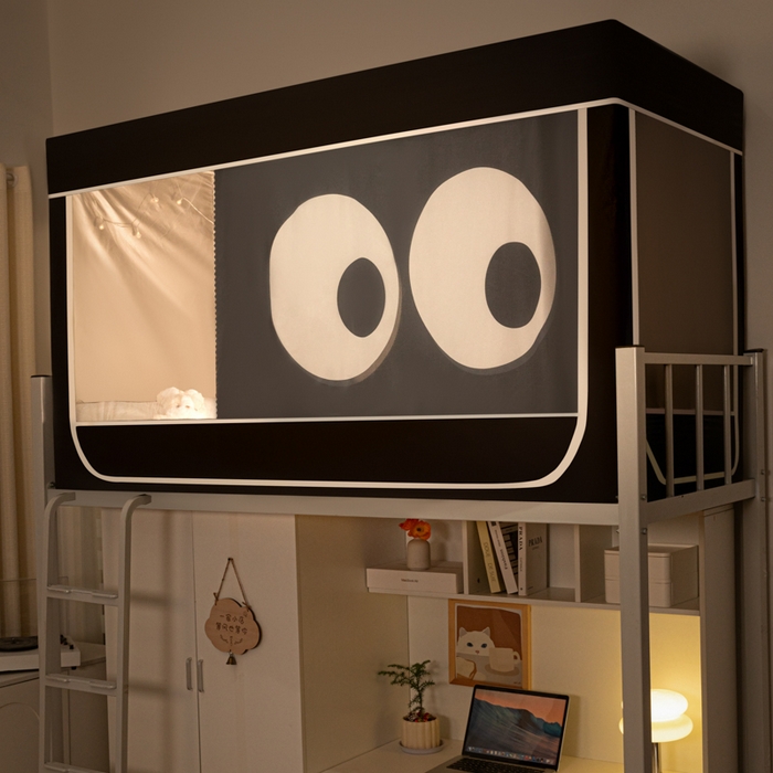 91家纺网 家纺一手货源 找家纺 博诺 2024新款99%加厚涂银层遮光卡通学生蚊帐 大眼睛