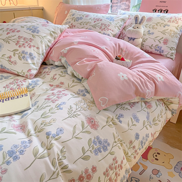 91家纺网 家纺一手货源 找家纺 798家纺 2025新款全棉13070印花四件套 如梦花季