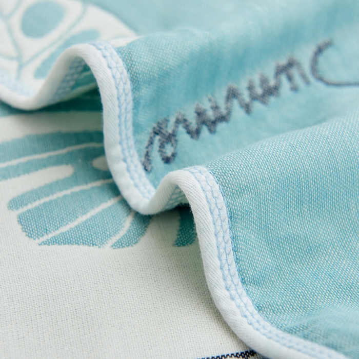 91家纺网 家纺一手货源 找家纺 朴尔2024新款六层纱布全棉循环小花型枕巾50*80cm一对 芭蕉叶语