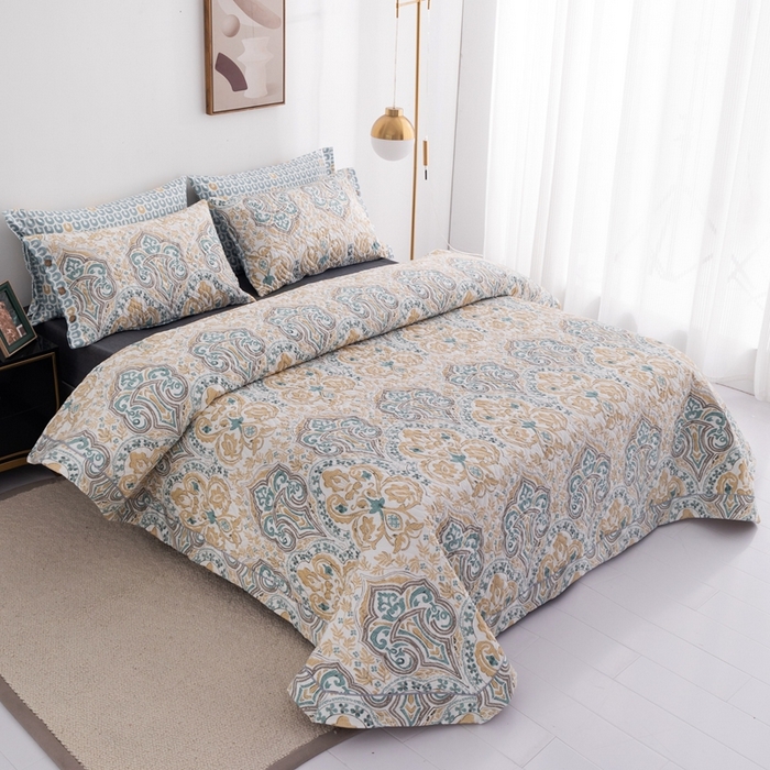 91家纺网 家纺一手货源 找家纺 优乐家纺 2025新款纯棉床盖三件套/单件 洛丽娜