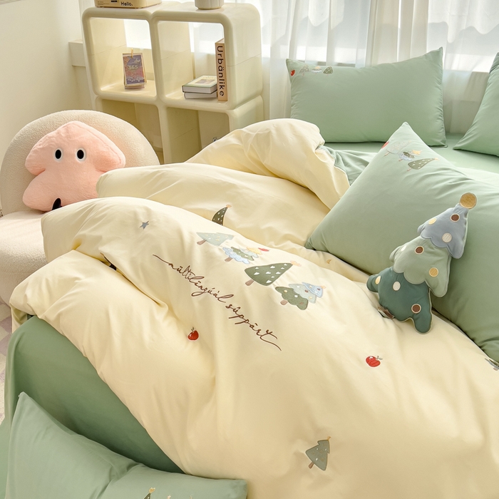 91家纺网 家纺一手货源 找家纺 （总）亲亲公主 2025新款全棉卡通绣花四件套系列-幸运树