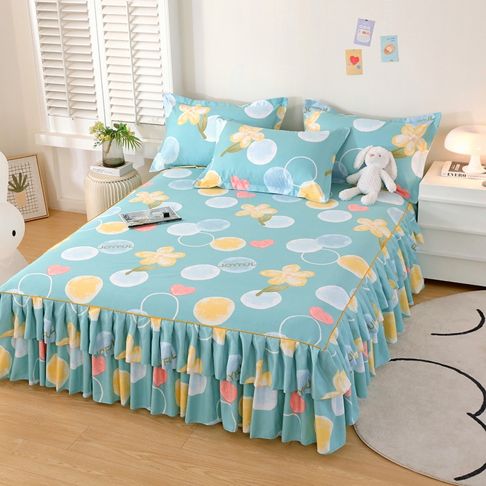 91家纺网 家纺一手货源 找家纺 艾橙 2024新款140克植物羊绒双边单床裙 浅浅微光