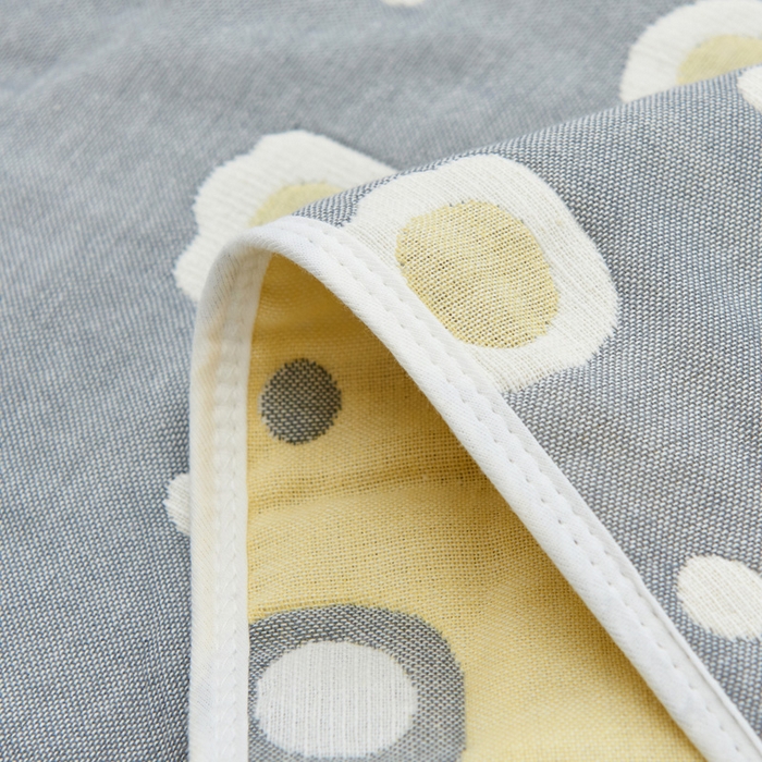 91家纺网 家纺一手货源 找家纺 朴尔2024新款六层纱布全棉循环小花型枕巾50*80cm一对 煎蛋灰