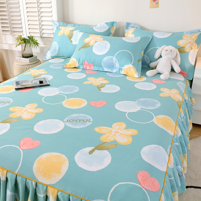 91家纺网 家纺一手货源 找家纺 艾橙 2024新款140克植物羊绒双边单床裙 浅浅微光