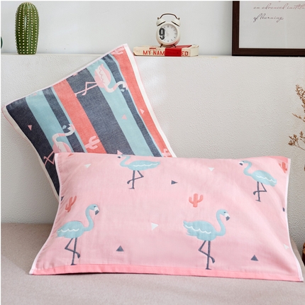 91家纺网 家纺一手货源 找家纺 （总）朴尔2024新款六层纱布全棉循环小花型枕巾50*80cm一对