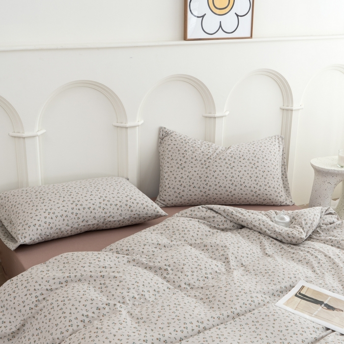 91家纺网 家纺一手货源 找家纺 恋尚羽家纺 2025新款A类母婴级印花全棉针织棉四件套 小碎花-粉