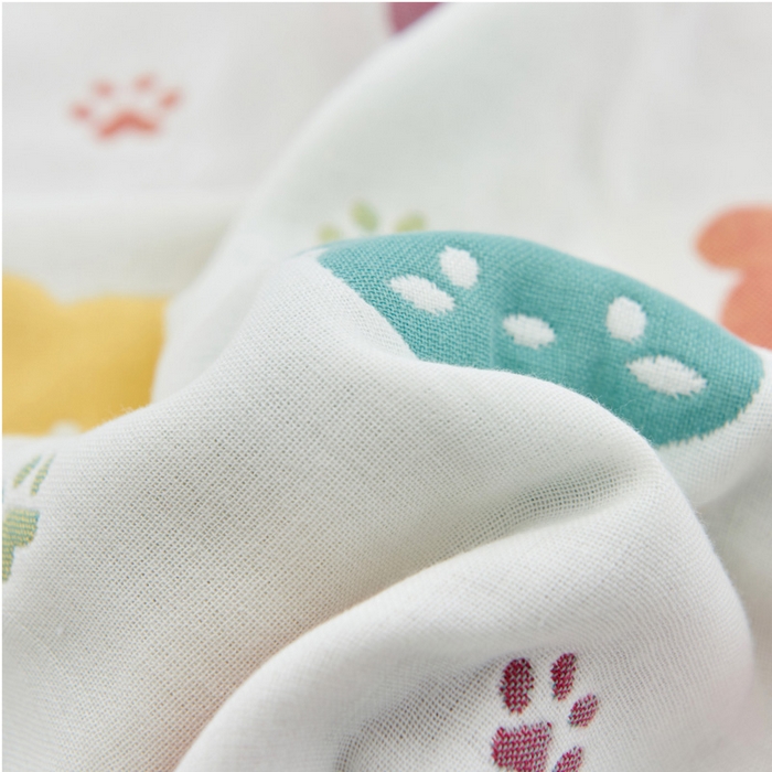 91家纺网 家纺一手货源 找家纺 朴尔2024新款六层纱布全棉循环小花型枕巾50*80cm一对 熊头