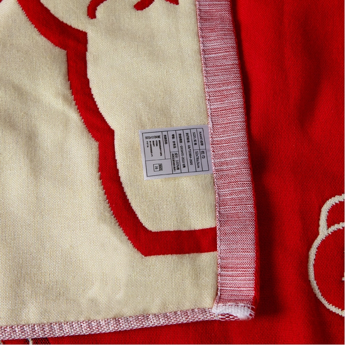 91家纺网 家纺一手货源 找家纺 朴尔家纺-毛巾被 2024年婚庆系列大红四层纱布枕巾 称心如意 52*78/对