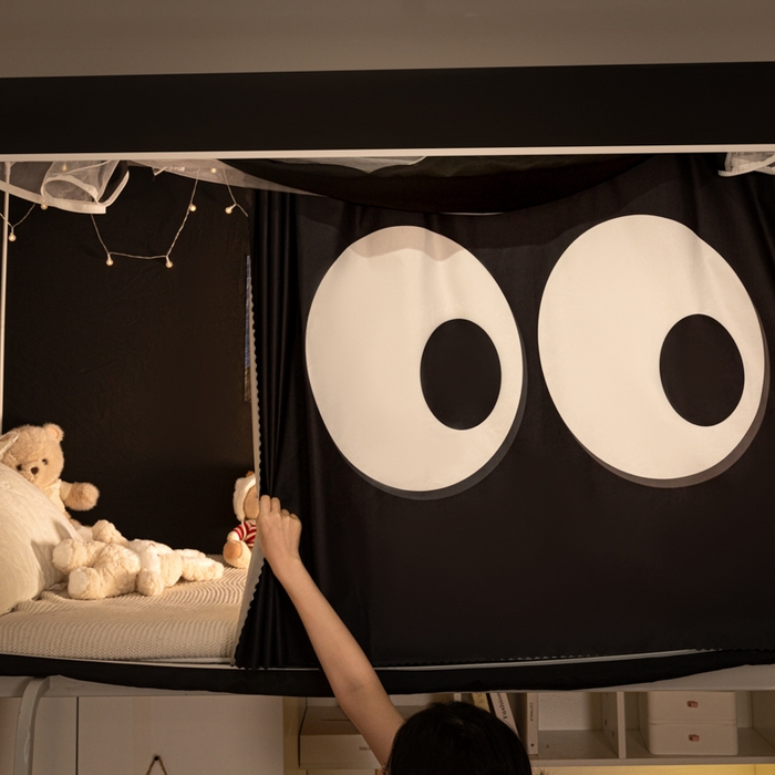 91家纺网 家纺一手货源 找家纺 博诺 2024新款99%加厚涂银层遮光卡通学生蚊帐 大眼睛