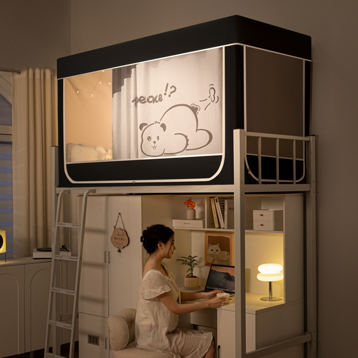 91家纺网 家纺一手货源 找家纺 博诺 2024新款99%加厚涂银层遮光卡通学生蚊帐 关你屁事