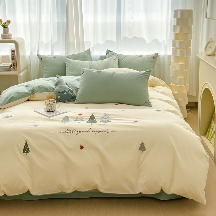 91家纺网 家纺一手货源 找家纺 （总）亲亲公主 2025新款全棉卡通绣花四件套系列-幸运树