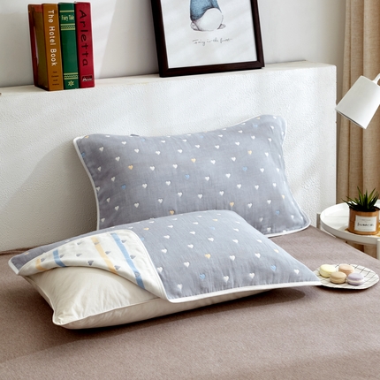 91家纺网 家纺一手货源 找家纺 （总）朴尔2024新款六层纱布全棉循环小花型枕巾50*80cm一对