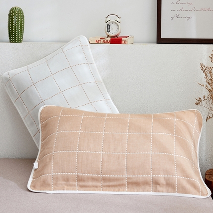 91家纺网 家纺一手货源 找家纺 （总）朴尔2024新款六层纱布全棉循环小花型枕巾50*80cm一对