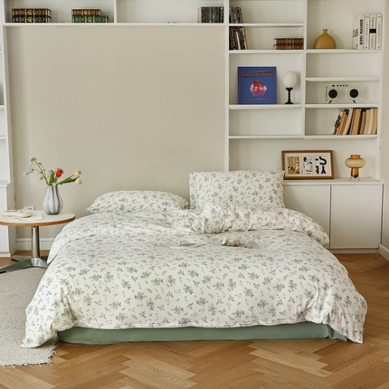 91家纺网 家纺一手货源 找家纺 恋尚羽家纺 2025新款A类母婴级印花全棉针织棉四件套 花开半夏