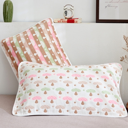 91家纺网 家纺一手货源 找家纺 （总）朴尔2024新款六层纱布全棉循环小花型枕巾50*80cm一对